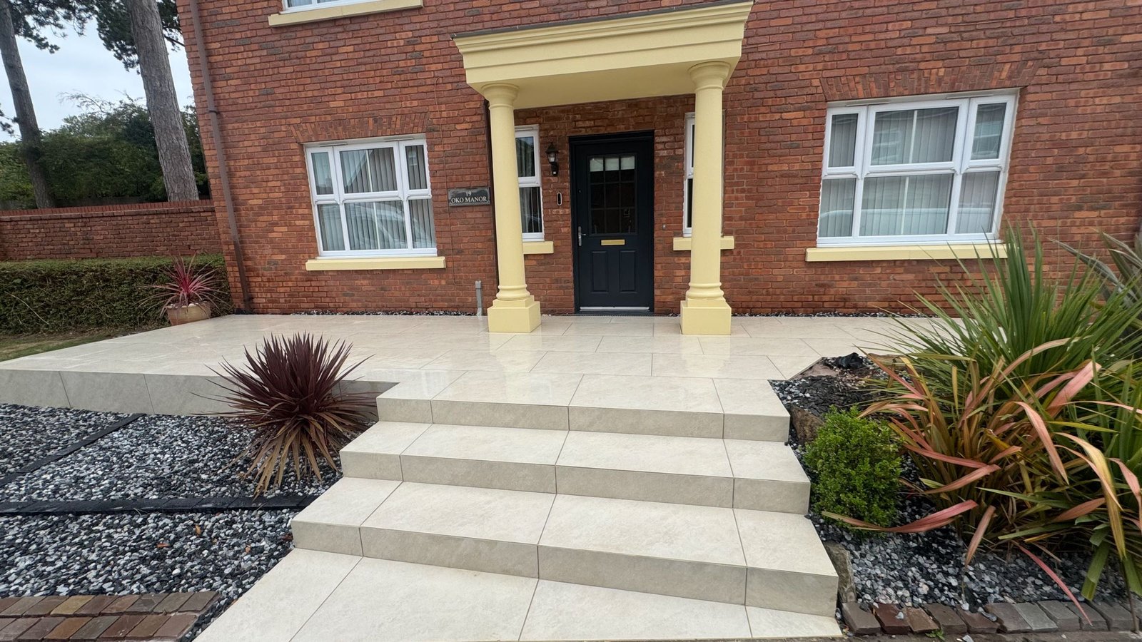 Front Porcelain Patio With Mitred Steps image 6