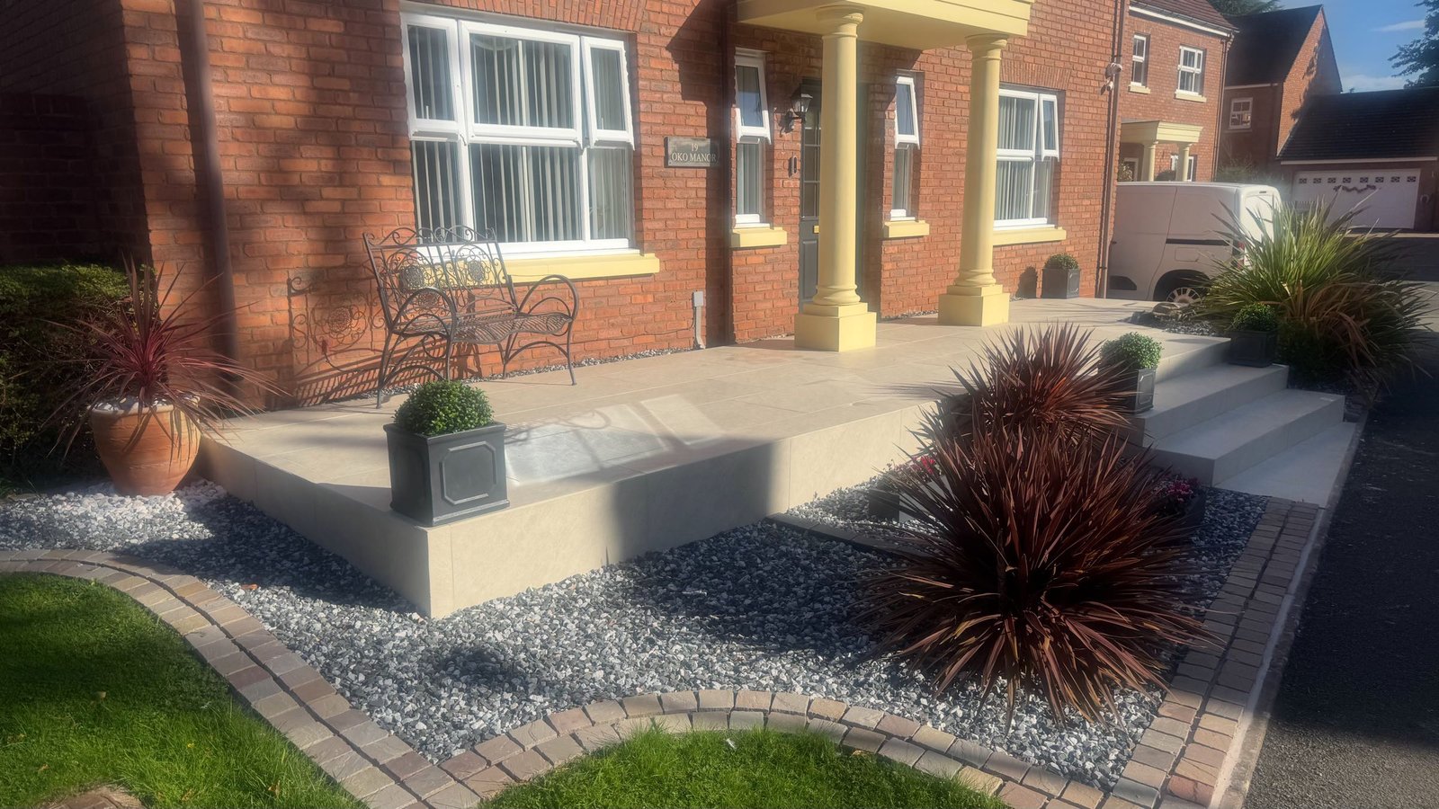 Front Porcelain Patio With Mitred Steps image 3